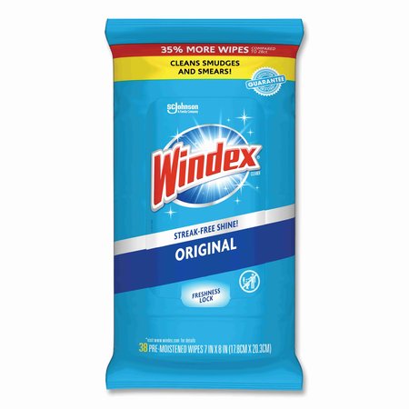 WINDEX Towels & Wipes, White, Cloth, 38 Wipes, Unscented, 12 PK 00019800002961